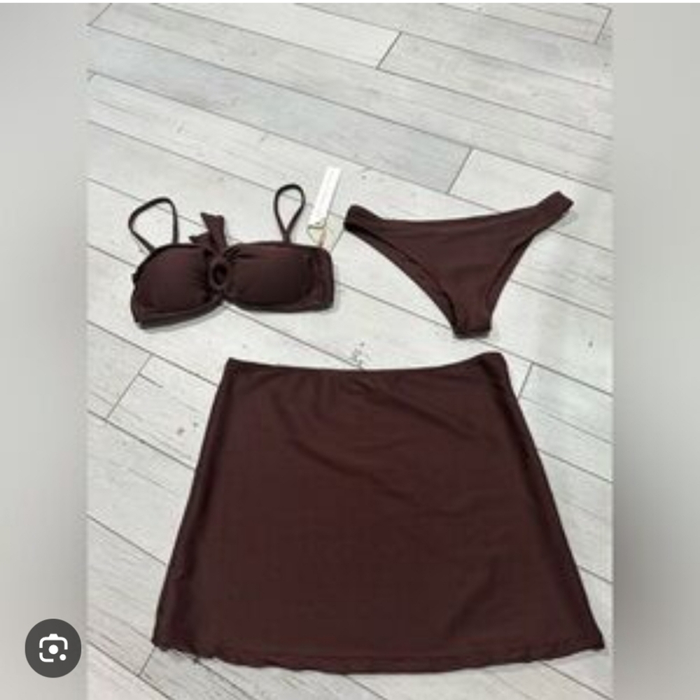 House of Harlow 1960 Deep Brown 3 Piece Bikini Set